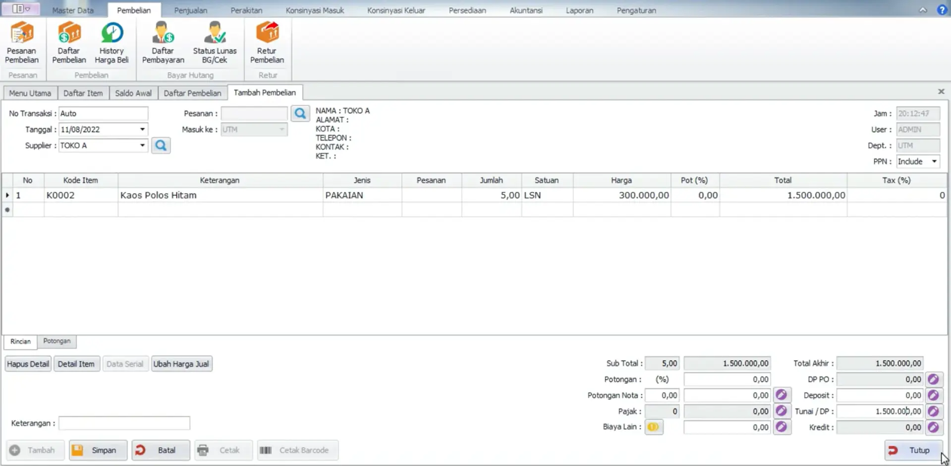 aplikasi IPOS toko pakaian